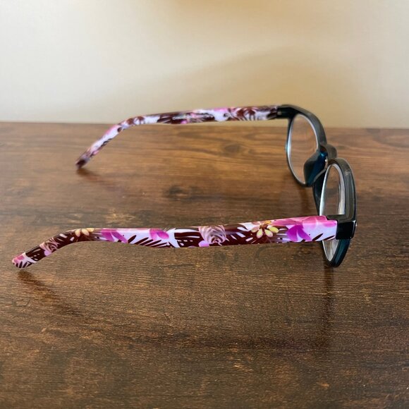 Foster Grant Multicolor Floral Pattern Round Eyelgass Frames Only 50-20-141 mm - Picture 6 of 9